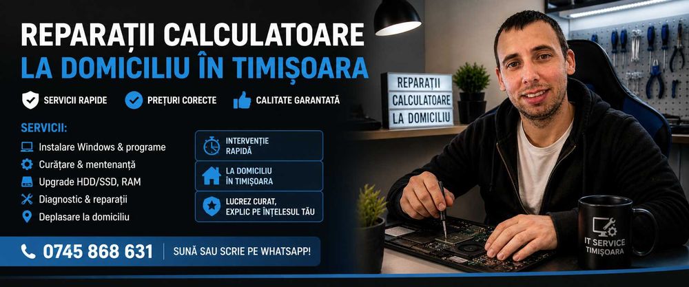 Reparații calculatoare la domiciliu Timișoara