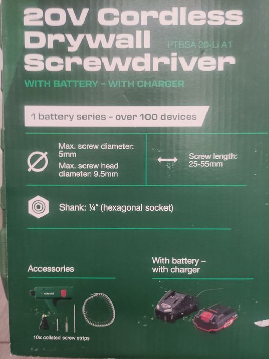 Bormasina filetanta pentru rigips Parkside cu acumulator 20 V