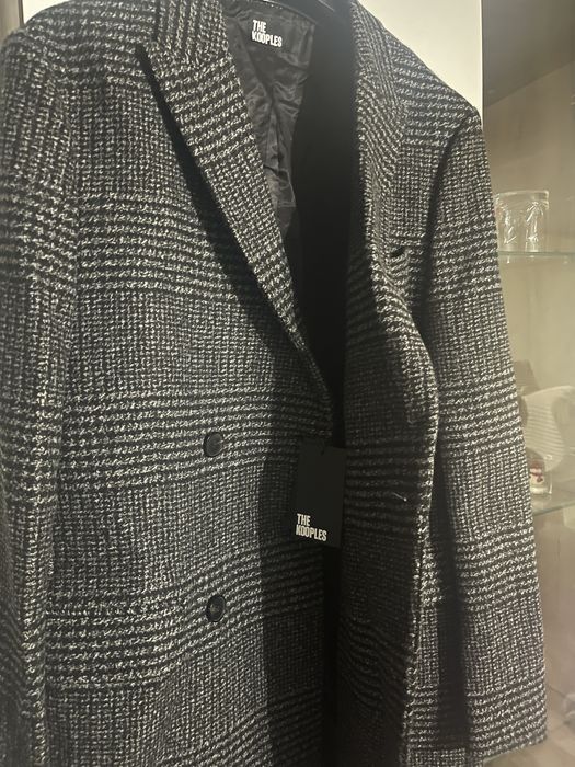 Palton The Kooples model Trend HMAN25005K, lână, carouri gri