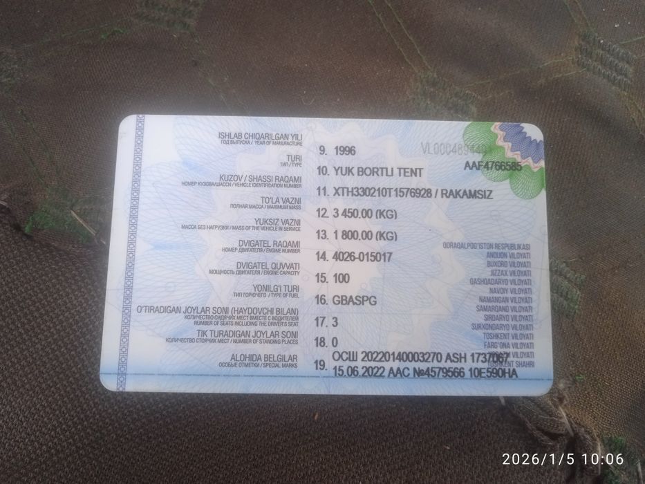 Gazel 24 10 mator 1996 yili