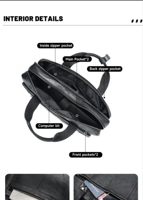 Мъжка класическа бизнес чанта с голям обем/Черна ест.кожа -10%Промоция