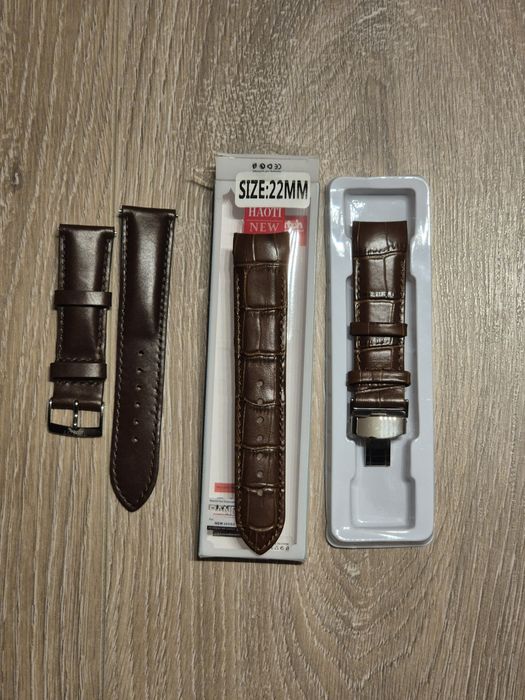 Curele ceas maro noi (2 buc) cu cataramă deploayant (fluture)