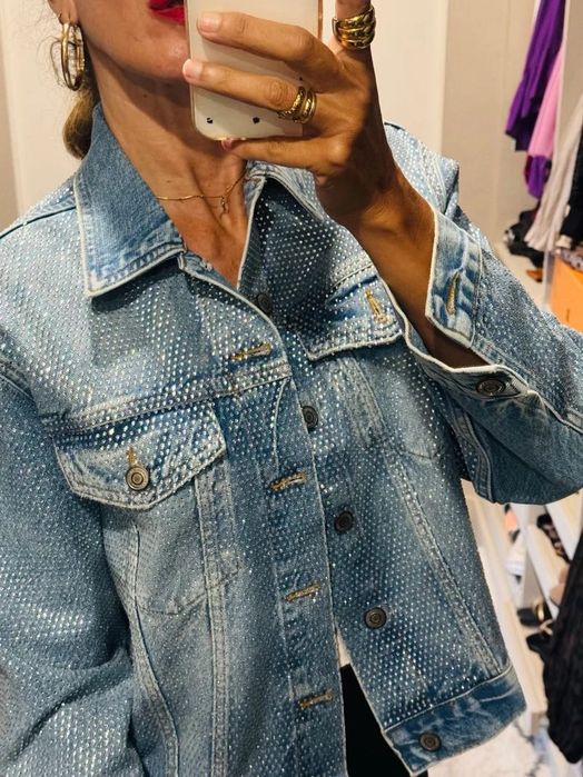 Дънково яке с камъни Zara