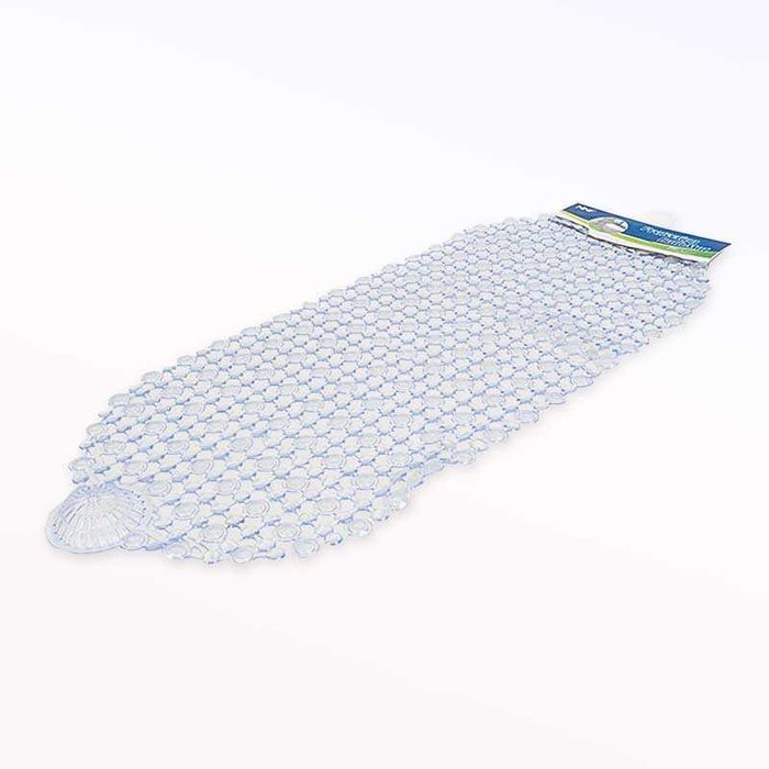 Постелка за баня с вендузи – 90 × 40 см, прозрачна