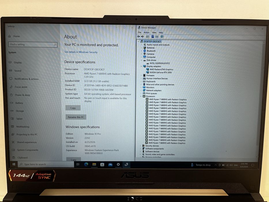 Asus Tuf A15 Ryzen 7 6800H 32GB 1TB RTX 2050