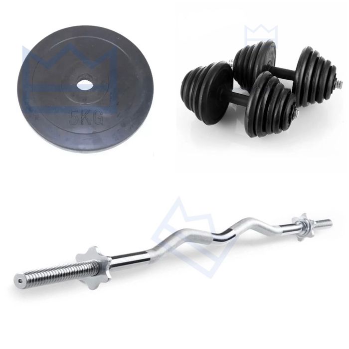 Комплект Крив лост Ф25 + Дискове + Дъмбели