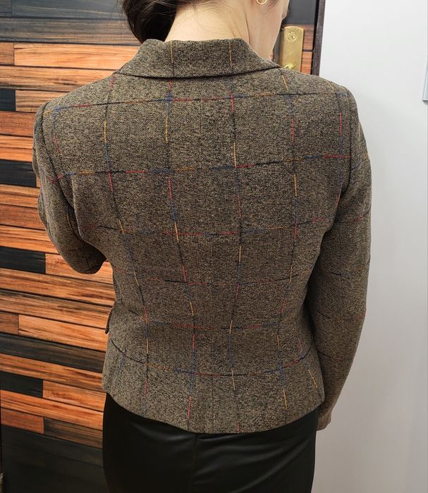 Sacou office din stofa, jacheta în carouri tweed, Masura 38