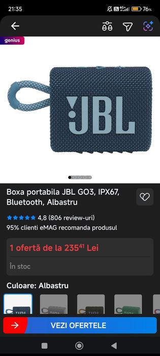 Jbl go3 factura garanție