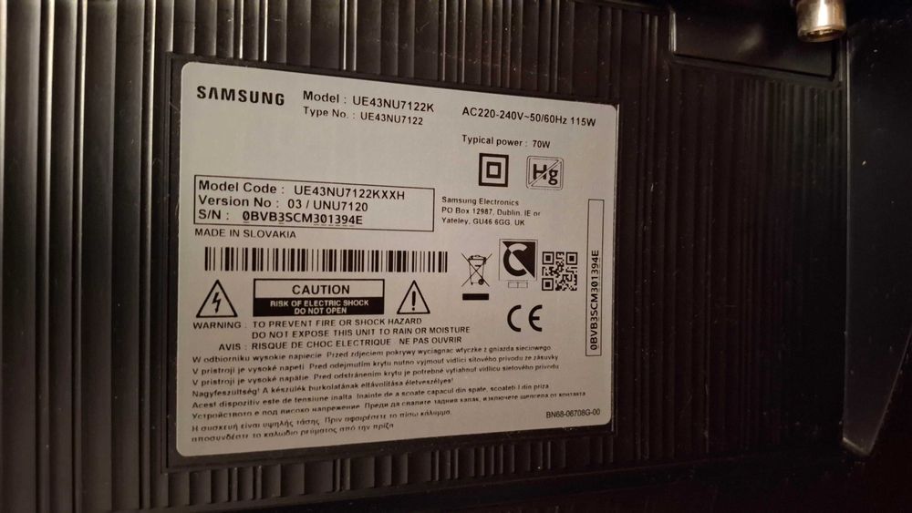 Samsung UE43NU7122 43" (108 cm) 4K Smart TV – Defect iluminare LED