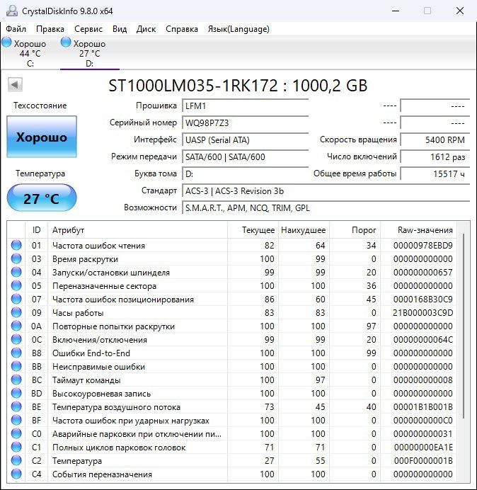 Жёсткий диск для ноутбука 1 TB