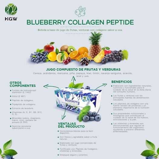 Colagen Peptide Blueberry GreenWorld 300g 12 plicuri antioxidant hidratare peptide - ușor de absorbit de organism