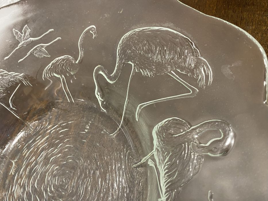 Френска кристална купа релеф птици Paris style 1950 те