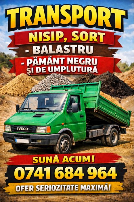 Transport balastru,pamant negru!!