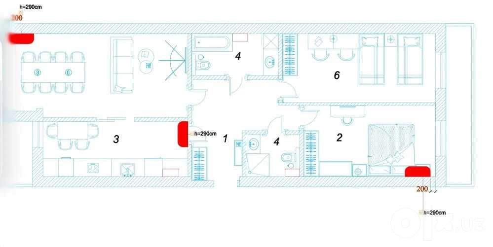 3 ком, 86,7 м², 6 этаж — ЖК Gorod, Паркентский базар, улица Паркент!