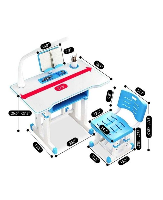 Комплект бюро стол детски с LED лампа