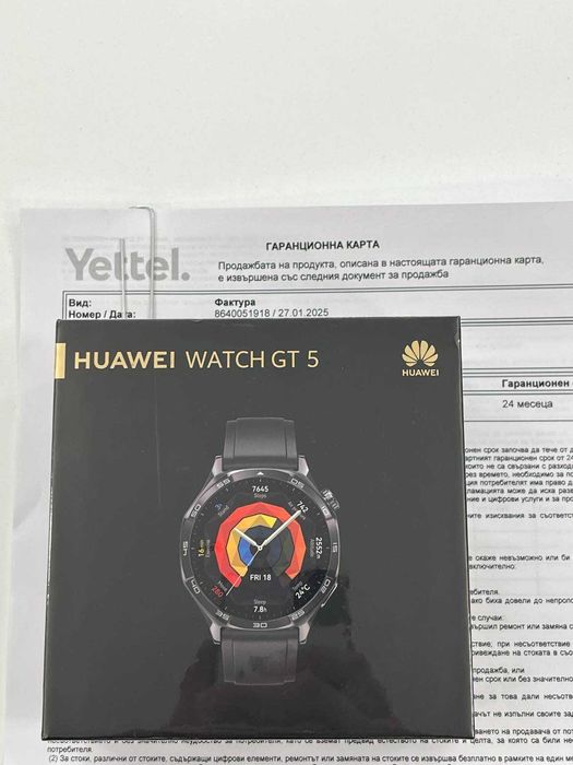 Чисто нов смарт часовник Huawei Watch GT 5 Black 46 MM + гаранция