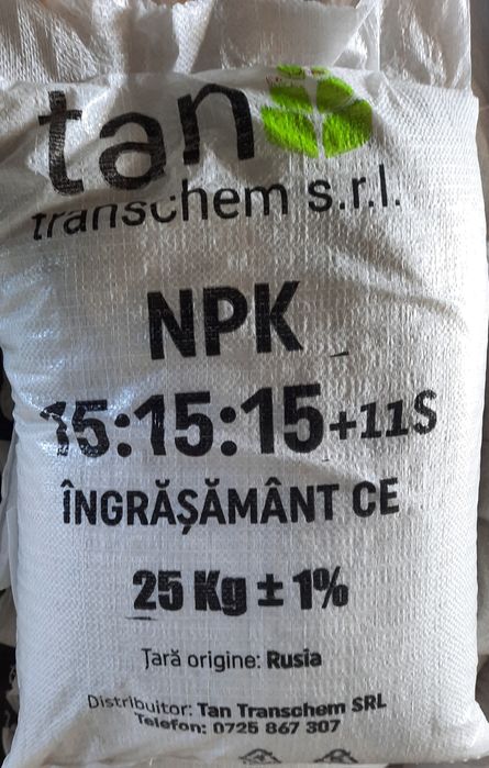 Complexe NPK 15 15 15 +10sulf saci 25kg, 40kg și 50kg