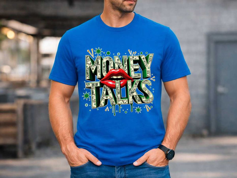 Мъжка синя тениска „Money talks“