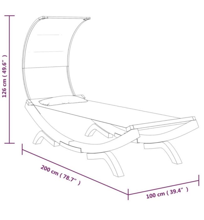 Sezlong pat exterior cu baldachin antracit din lemn masiv VidaXL nou