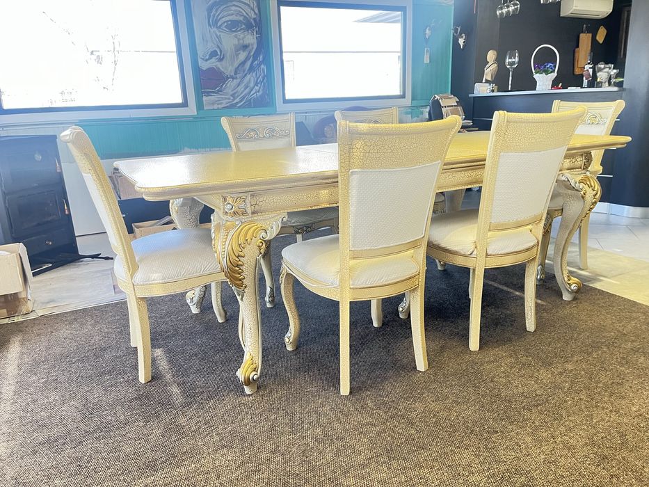 Маса с шест стола разтегателна