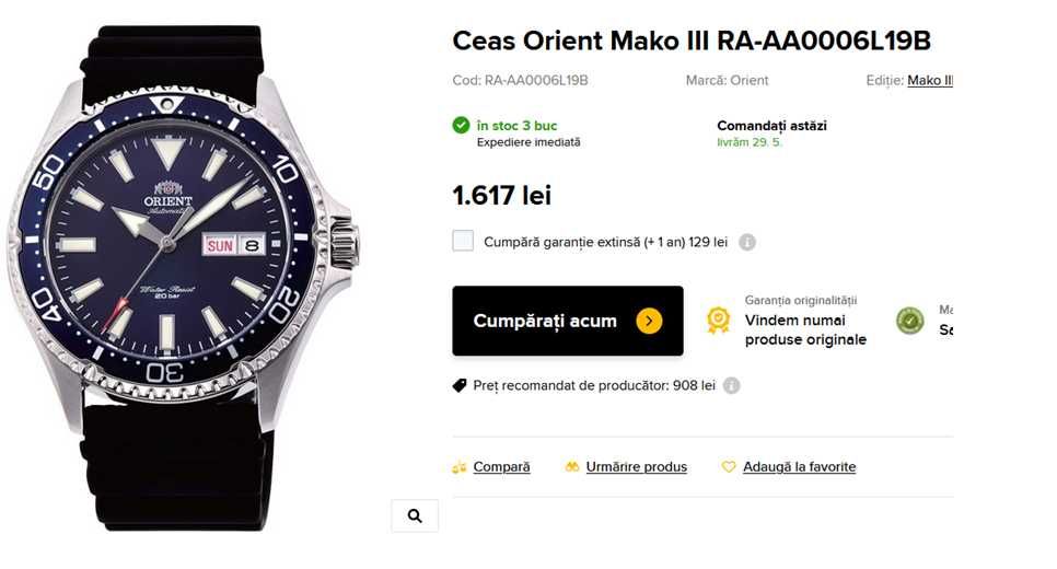 De vânzare ceas Orient Mako 3 Kamasu