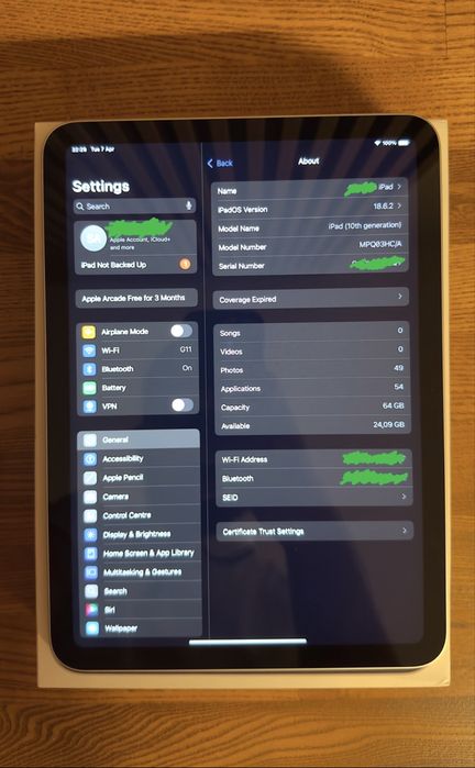 Tableta Apple iPad 10th (2022) 64GB Wifi Silver