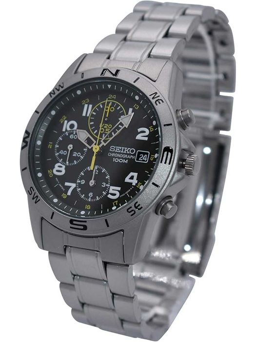 Часы Seiko SND377P, мужские, водонепроницаемость WR100, хронограф