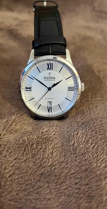 Vand ceas Festina mecanic, geam safir, curea piele naturala