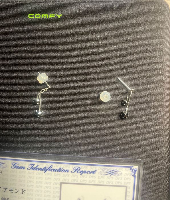 Cercei din Platina cu diamante negre naturale