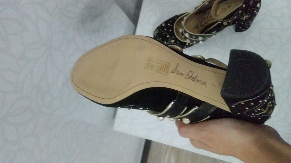 Pantofi piele naturala gen dolce gabanna sam edelman negri cu perle 38