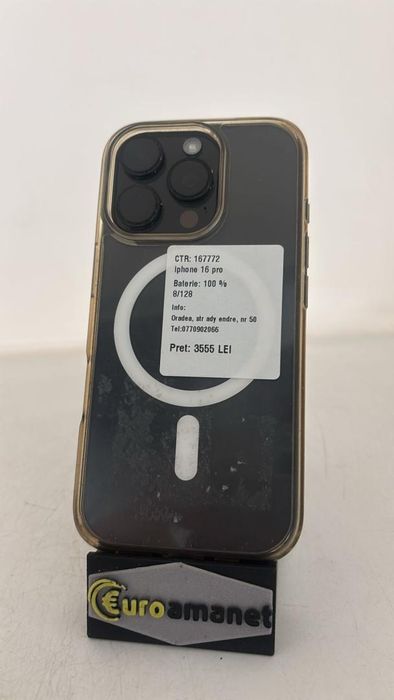 Telefon mobil Apple iPhone 16 Pro, 128GB, 5G -A-