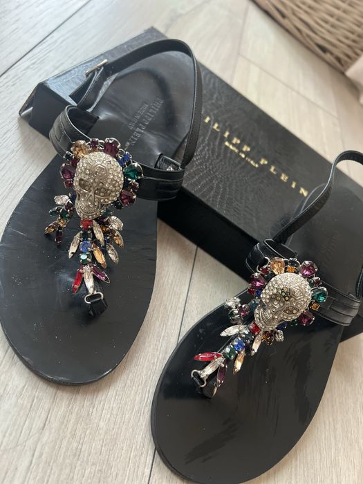 Обувки на ток, ниски шарени сандали Philipp Plein