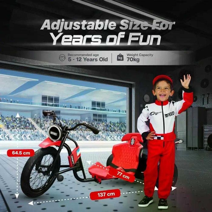 Tricicleta electrica cu functie Drift Kinderauto BJSX2338 2x 250W RED