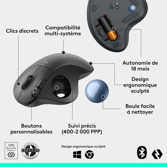 Безжична мишка Logitech ERGO M575S