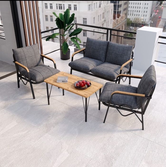 Градински комплект от 4 части - двуместно канапе, две кресла и маса