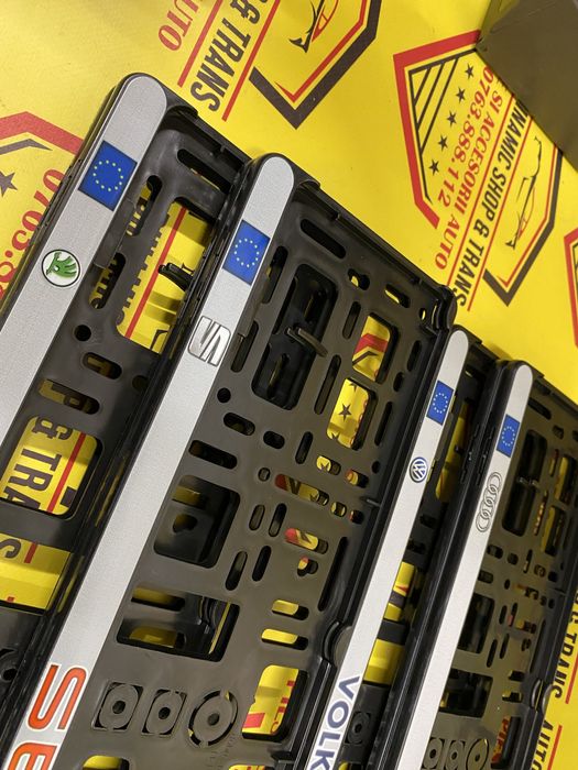 Set 2 suporti numar numere inmatriculare Audi Skoda Seat