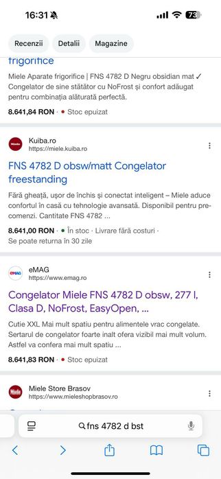 Congelator Miele cu 7 sertare No Frost