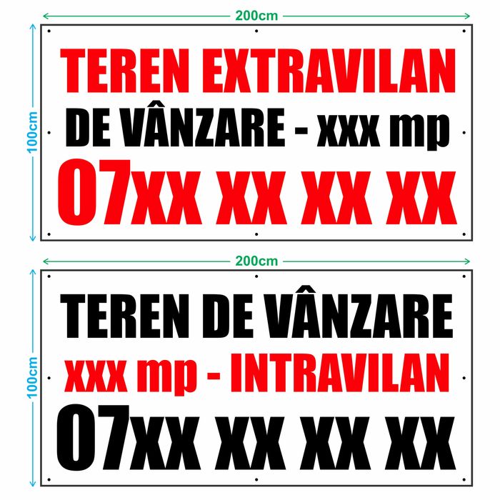Bannere PVC pentru Vânzare/Inchiriere Teren, Case, Apartamente