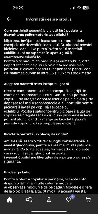 Bicicleta fara pedale copii