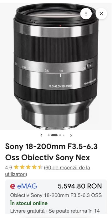 Obiectiv sony 18-200 mm cu stabilizare in stare impecabila