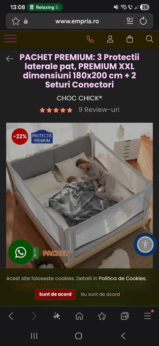 Set protecții pat 180x200 choc chick empria