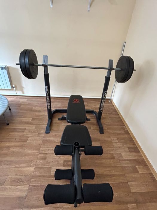 Продам многофункциональную силовую скамью для жима + штанга 90 кг