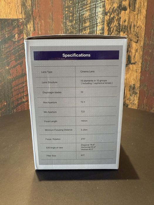 Obiectiv foto Meike 18mm T2.1 Cinema Lens S35 Prime  EF-mount • NOU •