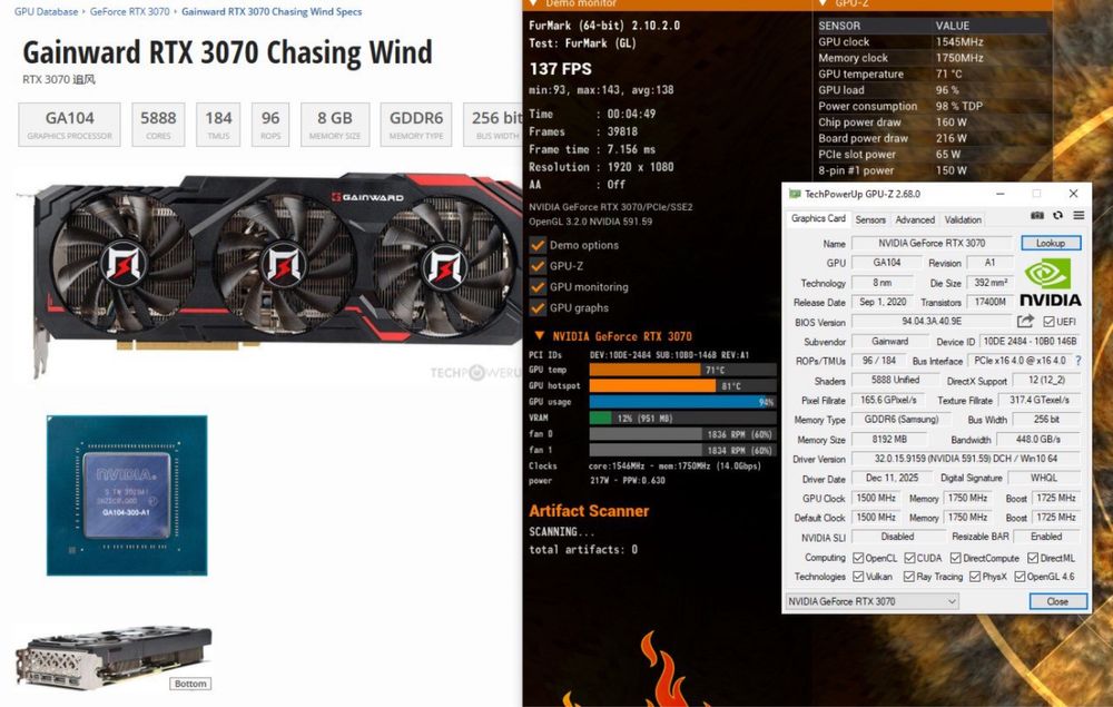 RTX3070 8GB Видеокарта