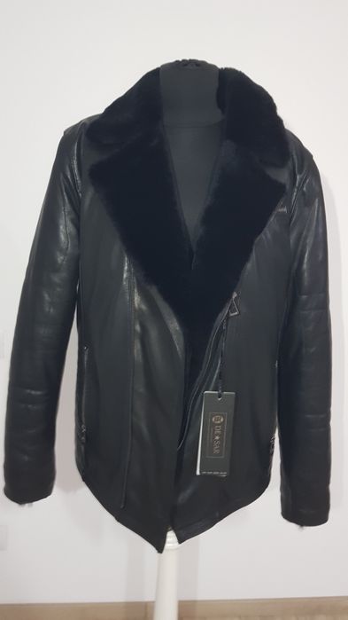 Geacă de piele îmblănită marimea M