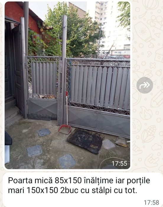 Poartă +2boiuri de gard din fier