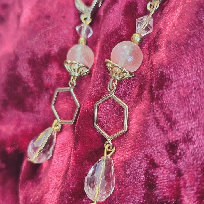 Обеци-кристали, пентаграм, Demon slayer, луна, готик, бохо, молец