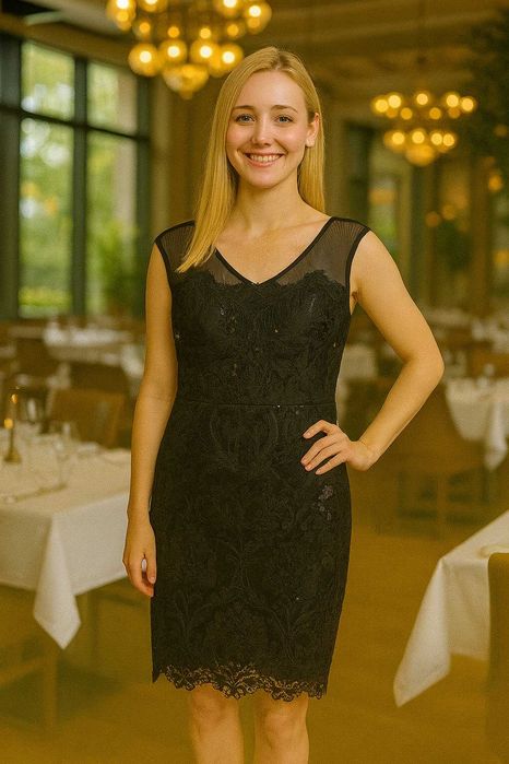 JW Jessica Wright  дантелена с V-деколте и прозрачна горна част EU 40