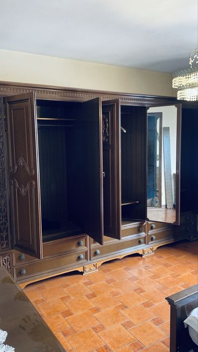 Dormitor lemn masiv pat + dulap