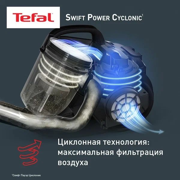 Пылесос с контейнером для пыли Tefal Swift Power Cyclonic